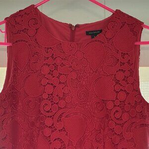 Ann Taylor ruby red sleeveless dress lined high waist, size 4 NWT - stunning, .